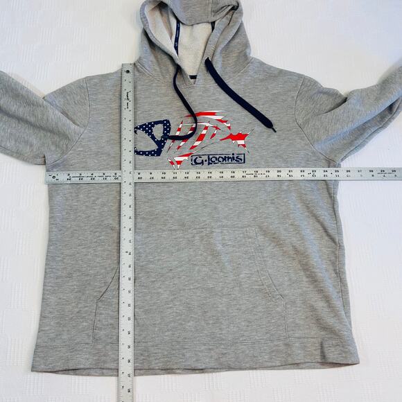 G Loomis Mens L Hoodie Fishing Heather Gray Stars Stripes - Picture 7 of 8